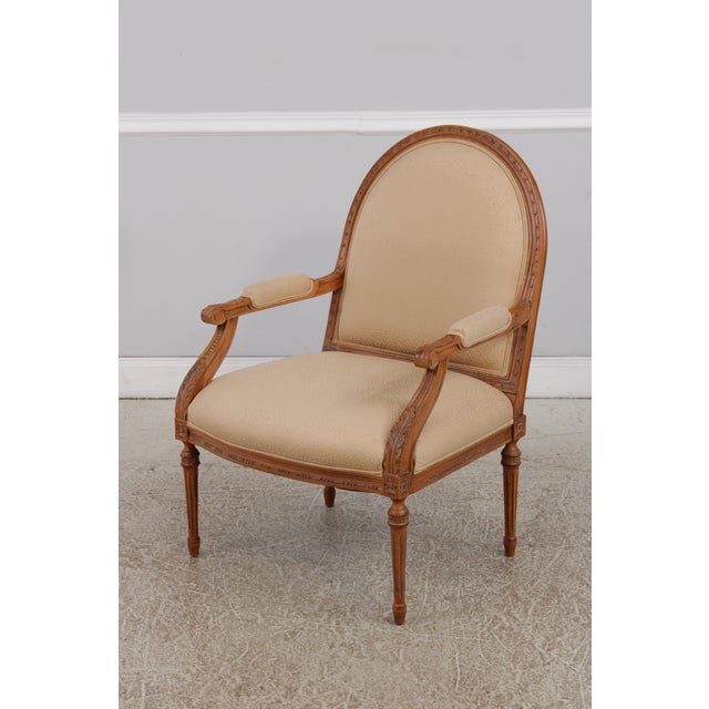 Pair French Louis XVI Fauteuil Open Armchairs For Sale - Image 4 of 18