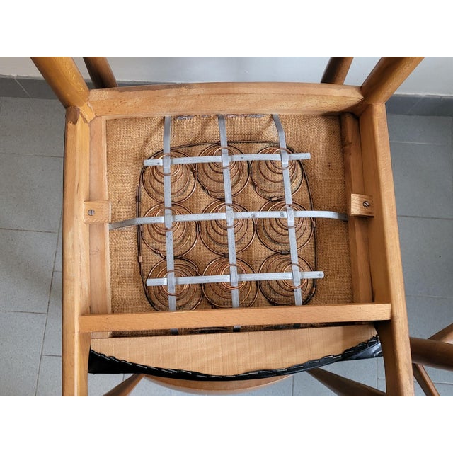 Vintage Scandinavian Chairs in Beech and Black Skai, 1960s, Set of 4 For Sale - Image 13 of 17