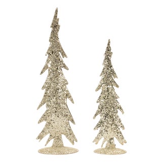 Gold Mosaic Glass Pine Tree (Set of 2) For Sale