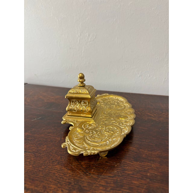 Brass Antique French Brass Inkwell For Sale - Image 8 of 8