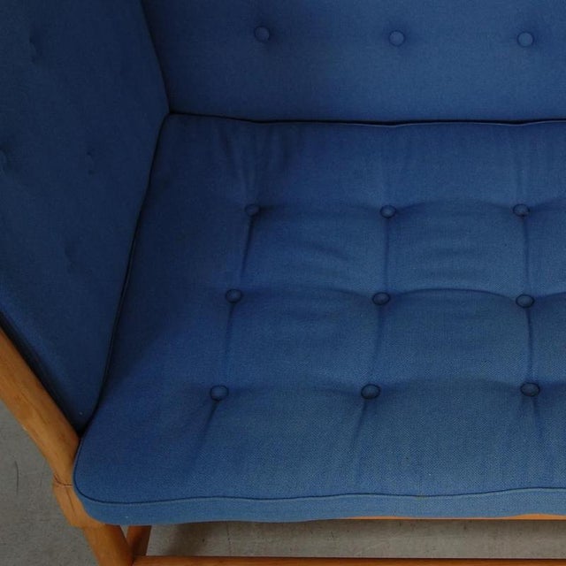 Spoke-Back Sofa in Blue Fabric from Børge Mogensen, 1985 For Sale - Image 9 of 18