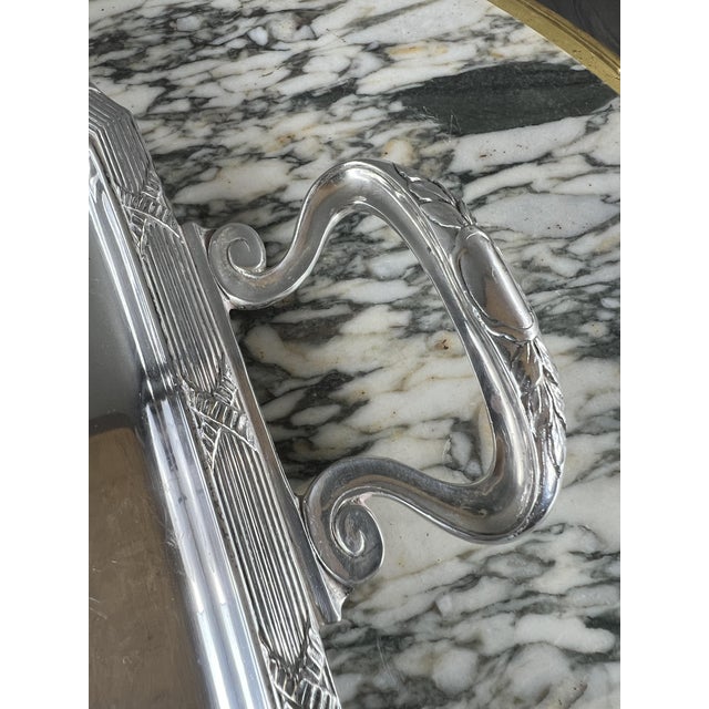 Silver-Plated Metal Serving Tray, 1900s For Sale - Image 4 of 8