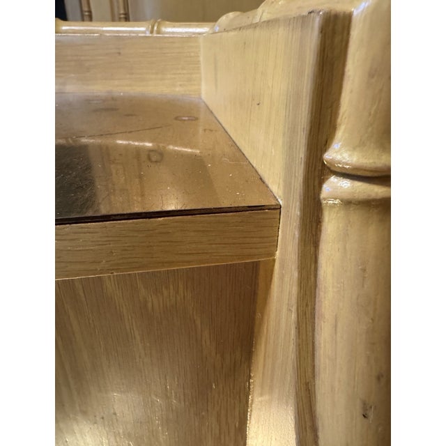 1960s Custom Faux Bamboo Library/Dressing Room Steps- Rosewood Painted Light Yellow For Sale - Image 4 of 7