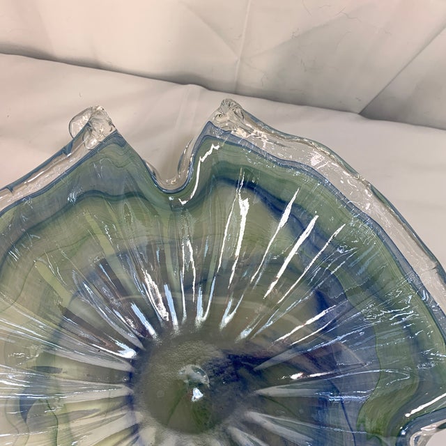 Blue and Green Vintage Murano Art Glass Centerpiece Bowl For Sale In Chicago - Image 6 of 9