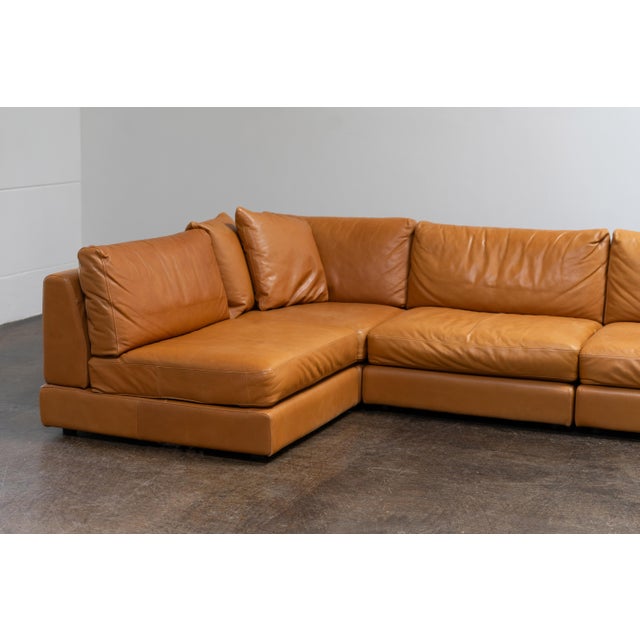 Vintage Corner Sofa in Natuzzi Cognac Leather, Italy, 2004, Set of 5 For Sale - Image 4 of 16