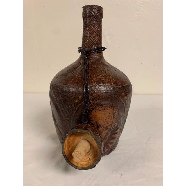 Vintage Goat Leather Cognac Bottle From Spain For Sale In Chicago - Image 6 of 8