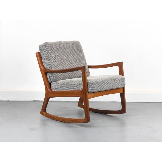 Rare Senator rocking chair in a beautiful design, crafted from solid teak, based on a design by Professor Ole Wanscher and...