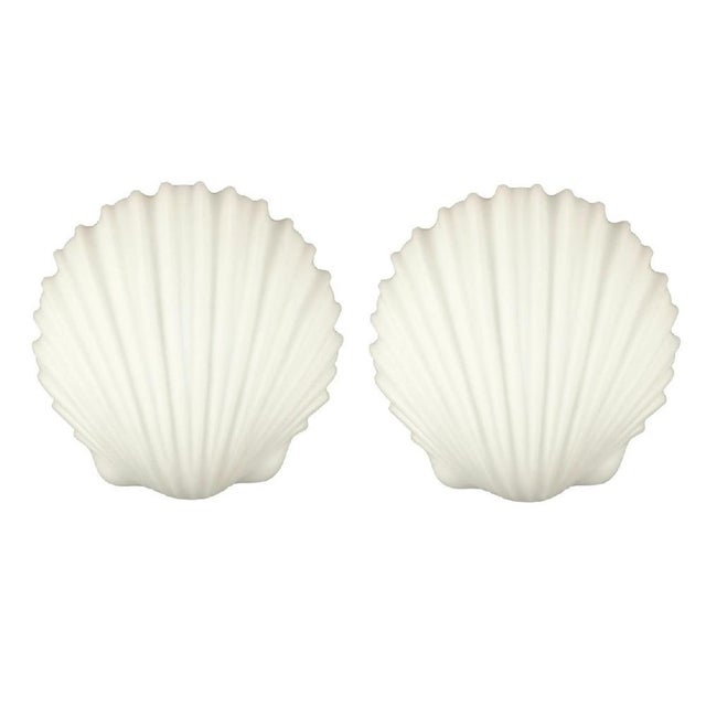 Large Minimalist Shell-Shaped Opaline Glass Wall Lights from Limburg, Germany, 1970s, Set of 2 For Sale - Image 11 of 11