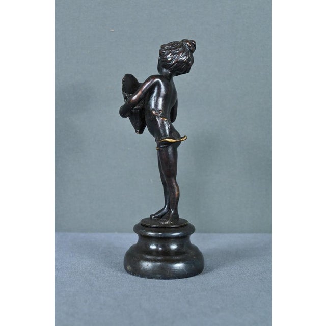 Black Small Bronze of Young Girl with the Basket, Late 19th Century For Sale - Image 8 of 10
