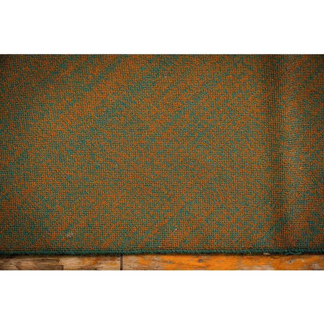 1900s Olive Green Ground Floral Antique European Needlepoint Handmade Wool Rug For Sale In New York - Image 6 of 6