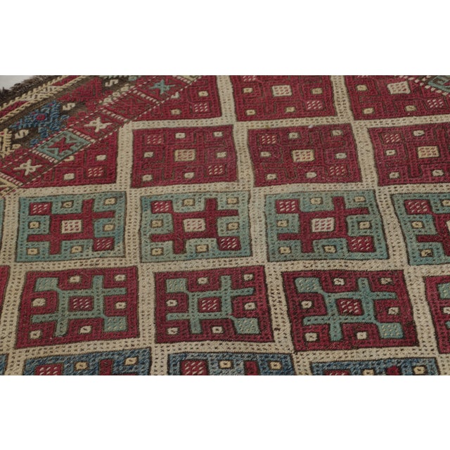 Textile Antique Turkish Transitional Red and Blue Wool Kilim For Sale - Image 7 of 9