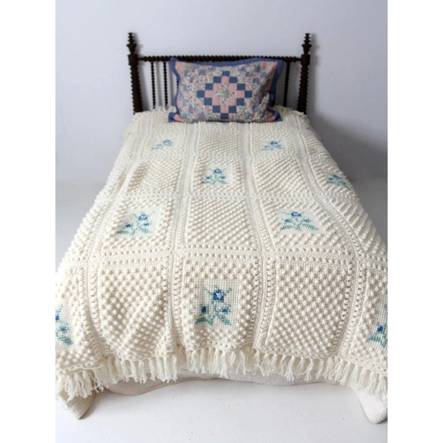 Textile Vintage Knit Blanket For Sale - Image 7 of 12