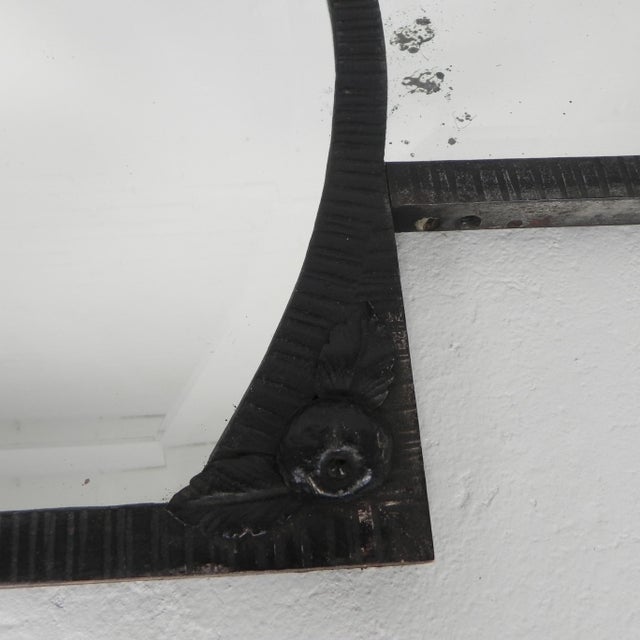 Black Art Deco Mirror with Faceted Cut Glass in Steel Frame, 1930s For Sale - Image 8 of 17