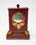 Offering this magnificent red and gold hand painted pocket watch safe. Starting on a geometrical rectangle bottom it has a...