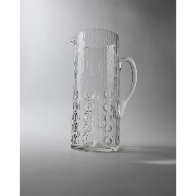 Mid-Century Sculptural Hand-Blown Bubble Glass Pitcher, Belgium, 1970s For Sale - Image 6 of 11