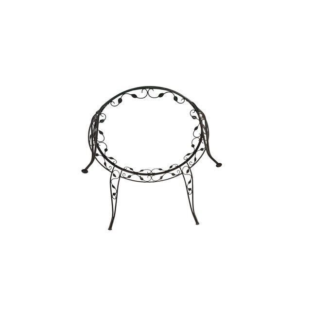 Vintage Wrought Iron Round Patio Table With Glass For Sale - Image 4 of 5