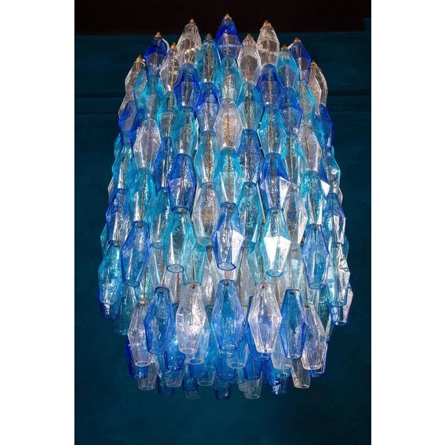 Large Sapphire Colored Murano Glass Chandeliers in the Style of C. Scarpa, Set of 2 For Sale - Image 3 of 18