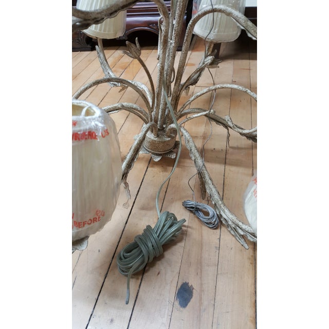 Metal Boho Shabby Chic Floral 9 Light Chandelier For Sale - Image 7 of 13