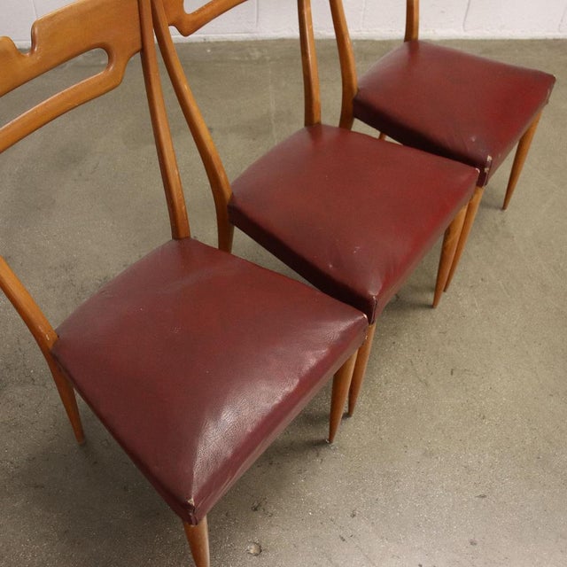 Beech and Leatherette Chairs, 1950s, Set of 6 For Sale - Image 5 of 8