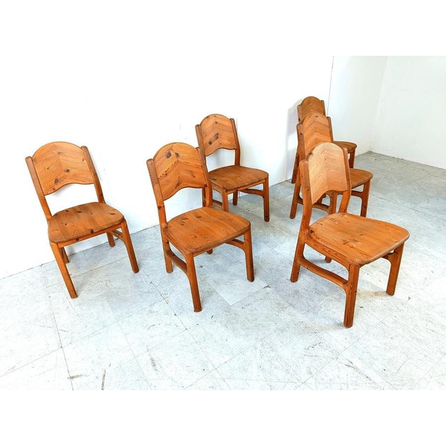 Vintage Pinewood Dining Chairs, 1970s, Set of 6 For Sale - Image 6 of 10