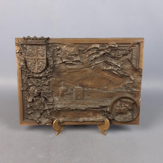 Stunning high-relief bronze sculpture plaque, depicting the rebirth/restoration of the Sforza castle by the famous...