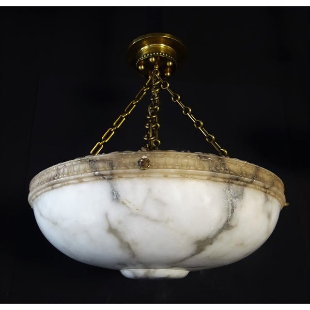 Large Vintage Pendant Chandelier in Alabaster, 1930s For Sale - Image 14 of 14