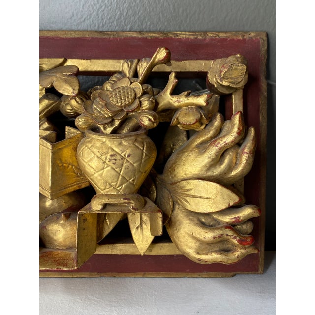 Chinese Antique Chinese Carved Gilt Panel For Sale - Image 3 of 12
