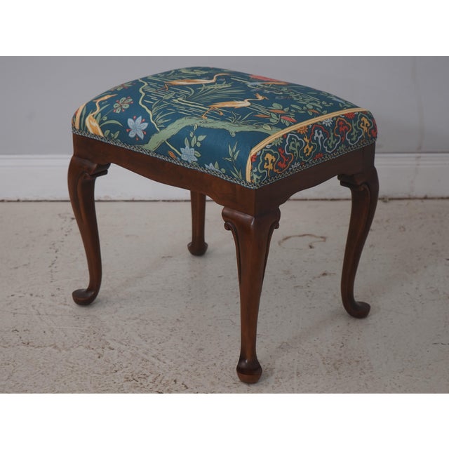 Queen Anne Pair Scalamandre Upholstered Queen Anne Stools For Sale - Image 3 of 12