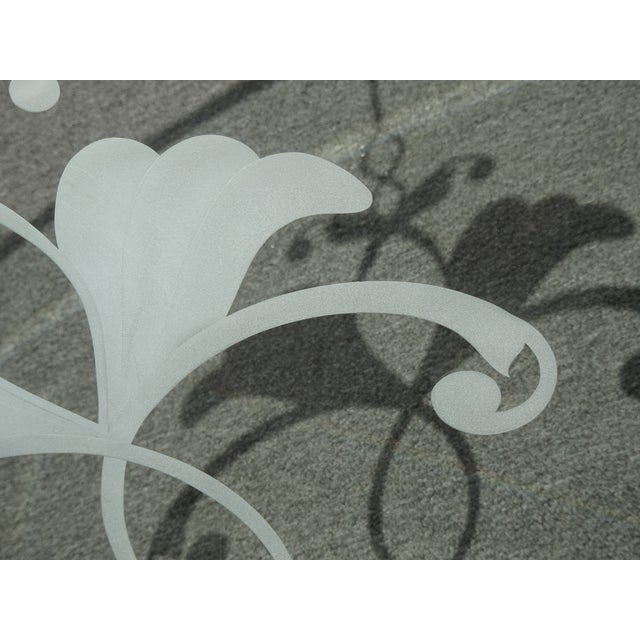 Fireplace Screen With Three Panel Floral Etched Glass and Brass Hinges For Sale - Image 17 of 18
