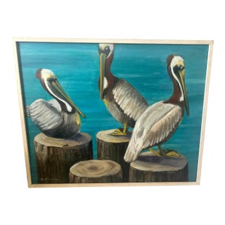 MCM Coastal Pelican Oil Painting For Sale