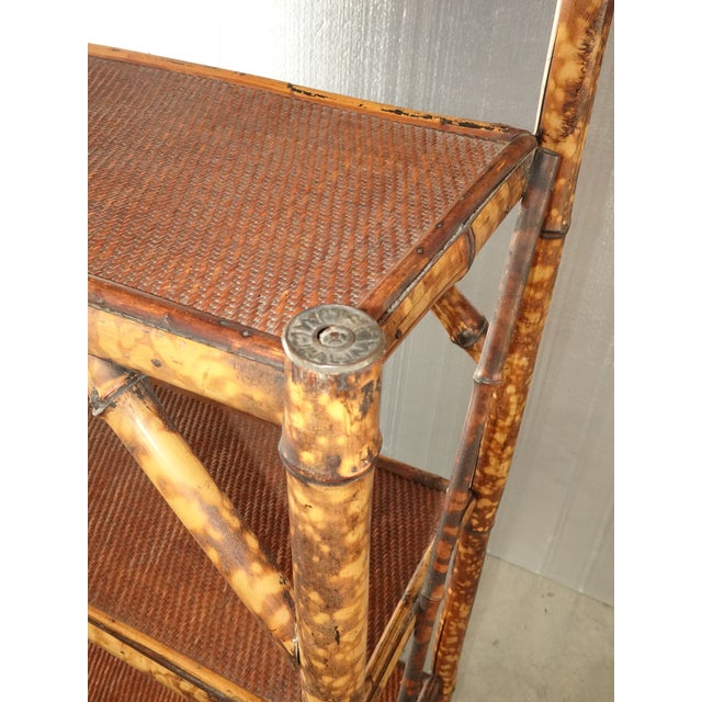 Vintage French Country Coastal Bamboo Rattan Book Shelf For Sale - Image 10 of 17