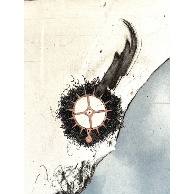 Donald Saff, Large Donald Saff Surrealist Pop Art Aquatint Etching Blue cat with Baby, c.1980 For Sale - Image 4 of 5