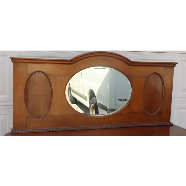 Wood 1940s Vintage Oak Sideboard Server With Beveled Mirror For Sale - Image 7 of 13