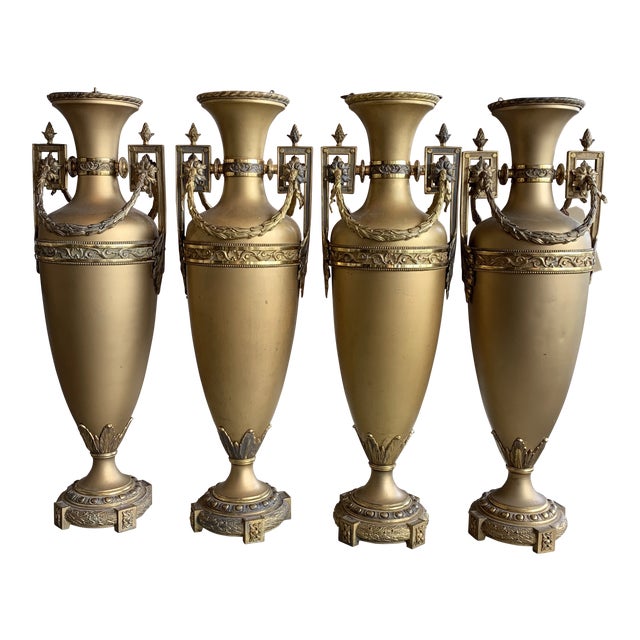 Antique French Mixed Metal Bronze Amphora Vases Set Of 4 Chairish