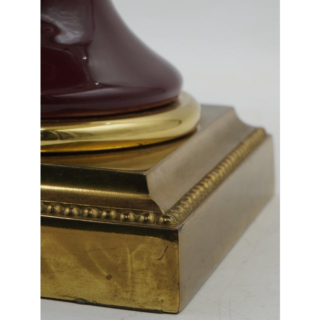 Ceramic 1990s Pair of Red Porcelain Neoclassical Urn Lamps For Sale - Image 7 of 13