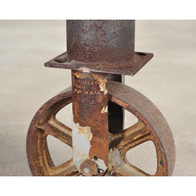 Charcoal Industrial Style Round Machined Iron Center Table on Casters For Sale - Image 8 of 18