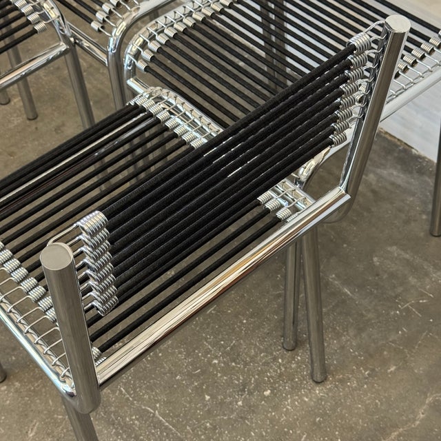 Silver Model 212 Sandows Chairs by Renè Herbst for Pallucco, 1980s, Set of 4 For Sale - Image 8 of 12