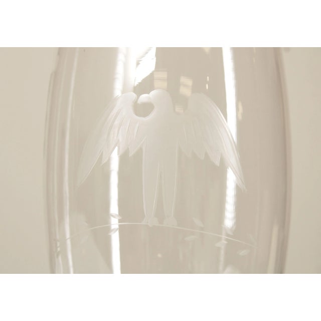 Transparent Federal Style Vintage Pair Of Eagle Etched Glass Hurricane Shades For Sale - Image 8 of 12