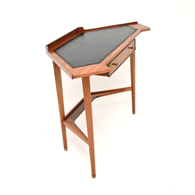 1960s Vintage Corner Desk with Leather Top, 1960 For Sale - Image 5 of 13
