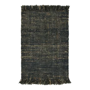 Rug & Kilim Textured Blue and Beige Hemp Rug, 8' x 8'
