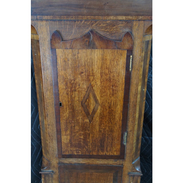 Antique English Georgian Quartersawn Oak Baldwin Loughborough Longcase Clock 85" For Sale - Image 12 of 18