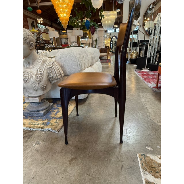 Brown Set of 6 Dining Chairs by Ico Parisi for Ariberto Colombo For Sale - Image 8 of 9