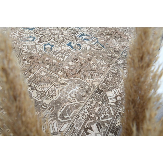 Coffee 1970s Vintage Persian Handmade Wool Cotton Light Brown Area Rug For Sale - Image 8 of 11