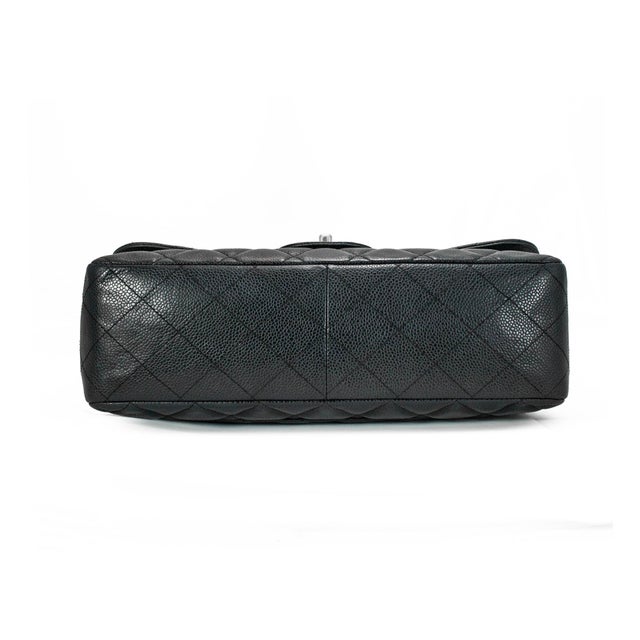 Animal Skin Chanel Jumbo Classic Single Flap 30cm Black Caviar Silver Hw For Sale - Image 7 of 12