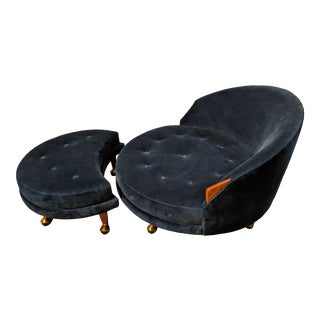 1970s Vintage Adrian Pearsall 1717 Rc Chair and Ottoman For Sale