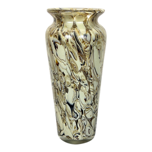 Vintage Murano Style Hand Blown Cream Brown Art Glass Vase
