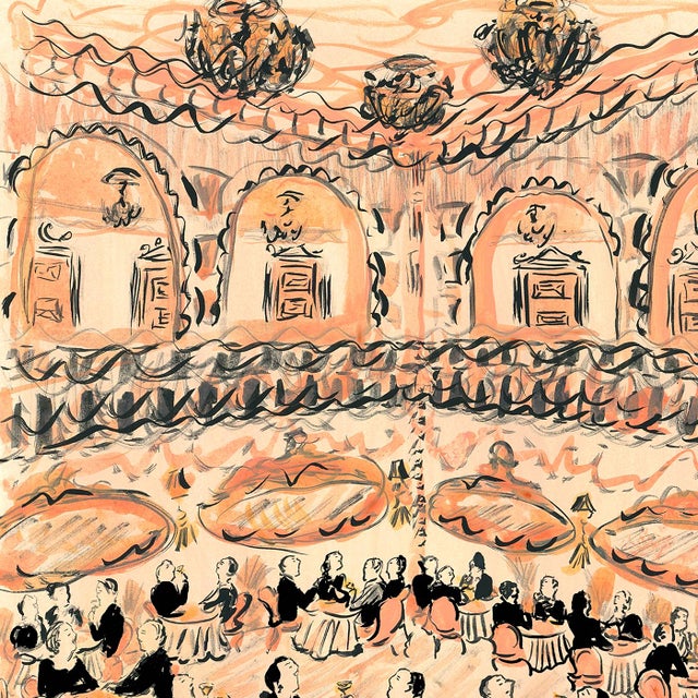 Fancy Luncheon in the Pink Dining Room Original Figurative Contemporary Watercolor by Pauline De Roussy De Sales For Sale - Image 4 of 4