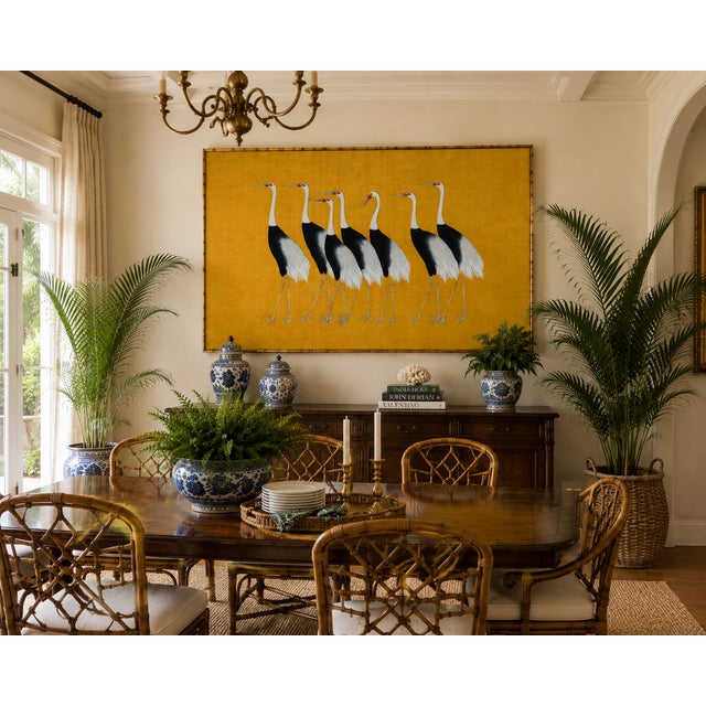 Japanese Crane Study, Vintage Art Print Reproduction, 60" X 40" For Sale - Image 9 of 11