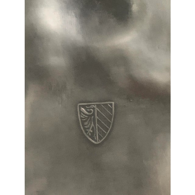 Mid-Century European Pewter Heraldic Wall Plate With Ship Crest For Sale - Image 10 of 12