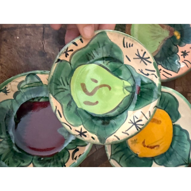 Mexican Vintage Mexican Hand Painted Fruit Plates Set of 4 – Signed S. Venegas For Sale - Image 3 of 11